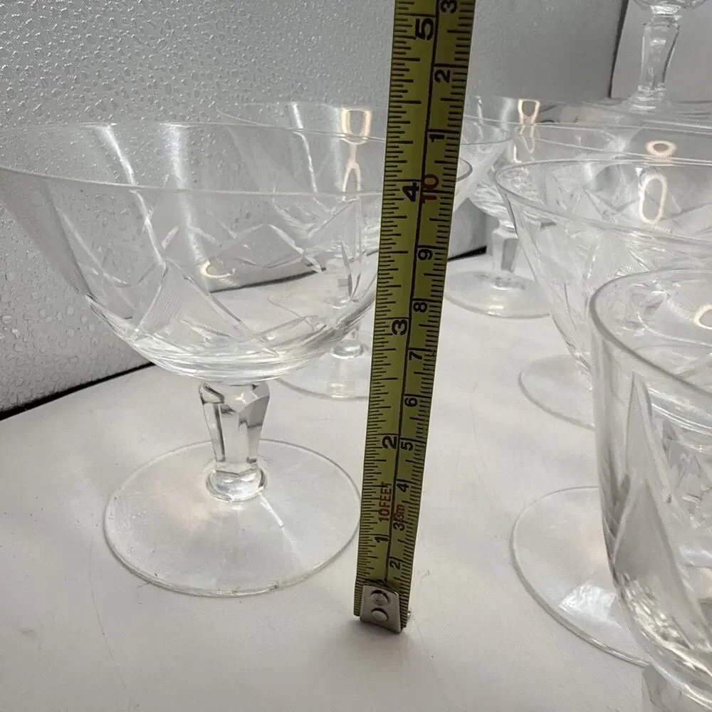 40 Pieces Art Deco Cocktail Glasses Vintage Etched Empire or Star Burst Pattern